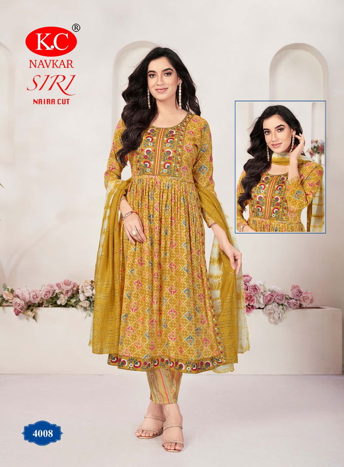 Siri Vol 4 By Kc Capsule Foil Printed Printed Naira Cut Kurti With Bottom Dupatta Wholesale Online